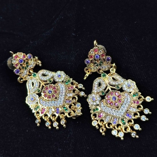 Traditional Temple AD AAD  Jewellery Set for Women – Antique Gold Necklace with Earrings Aad 004