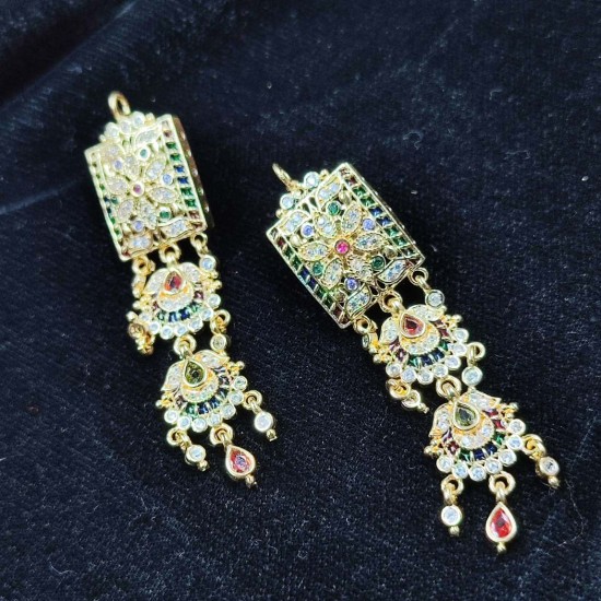 Traditional AD AAD  Necklace Set With Intricate Stone Work and Matching dangle Earrings – Perfect for Bridal and Festive Occasions AAD 006