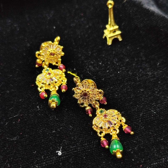 Bridal Gold Ad AAD Necklace Set  Kundan & Multi-Colored Stones with Earrings AAD 008