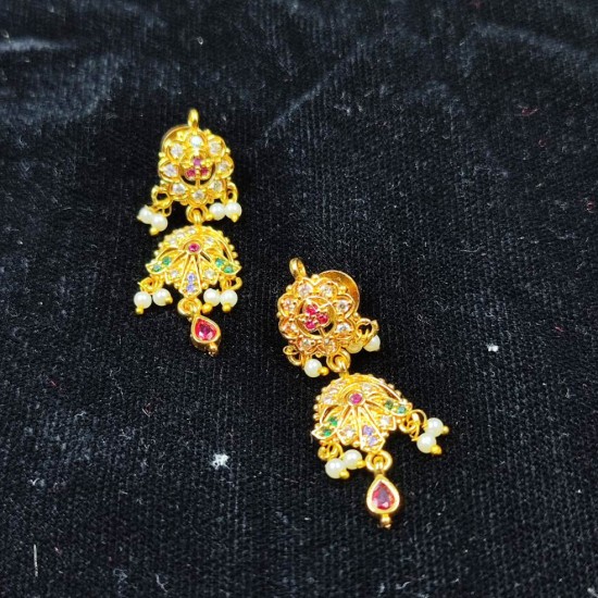 Traditional Gold Plated AD AAD Necklace Choker Set with Earrings | Rajasthani Wedding Jewelry AAD 009