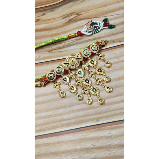 Exquisite Rajasthani Mini Aad Necklace – Handcrafted Kundan Bridal Mini Choker Set AAD 012