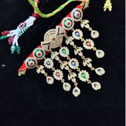 Exquisite Rajasthani Mini Aad Necklace – Handcrafted Kundan Bridal Mini Choker Set AAD 012