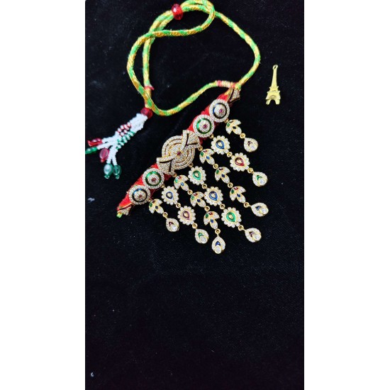 Exquisite Rajasthani Mini Aad Necklace – Handcrafted Kundan Bridal Mini Choker Set AAD 012