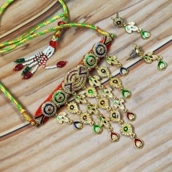 Exclusive Rajasthani Mini Aad Necklace Set – Bridal Choker with Matching Earrings Set AAD 013