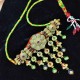Traditional Indian Bridal Mini AAD Set with Matching Earrings and Gold finish and  Multicolor Gemstones – Unique AD Mini AAD Necklace Design AAD 014