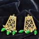 AD Chik set  with earrings big pandent Jali design in green ck-003