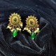 AD Chik set  with earrings big pandent square design in green colour ck-004