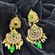 AD Chik set  with earrings 3 pandent water drop design in green ck-005