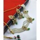 AD Chik set  with earrings 3 pandent water drop design in green ck-005
