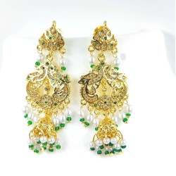AD earrings with jhumar design in pital pech green colour er-002