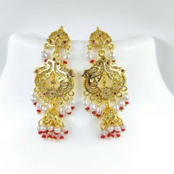AD earrings with jhumar design in pital pech red colour er-003
