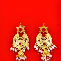 AD Earrings star design with flower pandent in pital pech red colour er-005