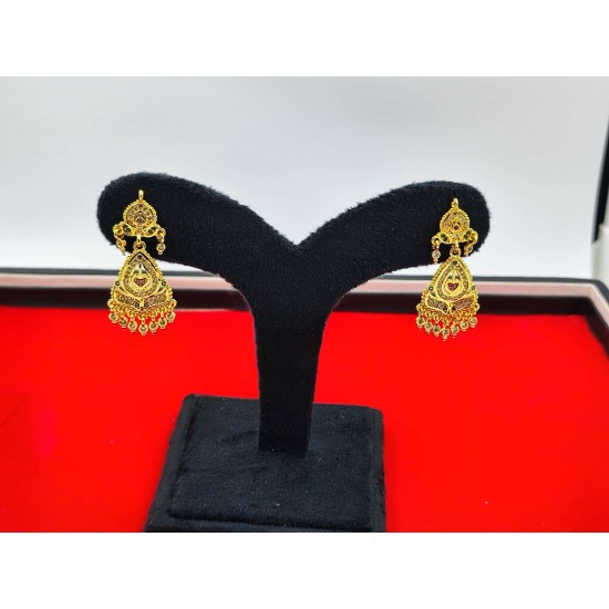 AD Earrings heart design in kalash motif pital pech multi colour er-009