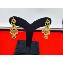 AD Earrings jhumka double flower design in pital pech green colour er-010