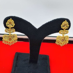 AD Earrings double layer design in pital pech multi colour er-011