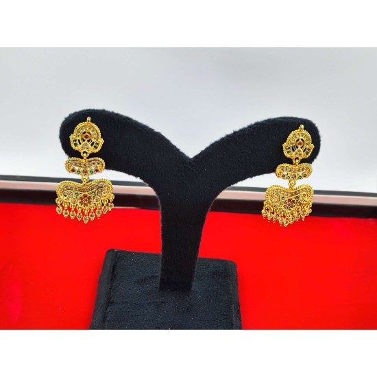 AD Earrings double layer design in pital pech multi colour er-011