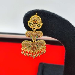 AD Earrings double layer design in pital pech multi colour er-011