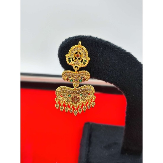 AD Earrings double layer design in pital pech multi colour er-011