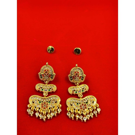 AD Earrings double layer design in pital pech multi colour er-011