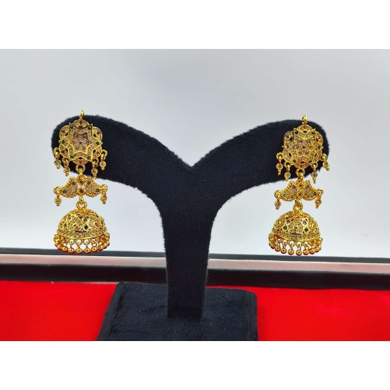 AD Earrings. Big jhumka star design with small ghunghru in multi colour er-012