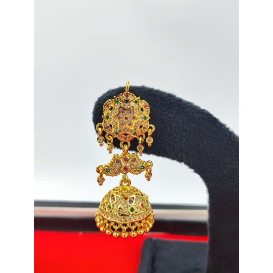 AD Earrings. Big jhumka star design with small ghunghru in multi colour er-012