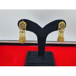 AD earrings with flower jhumar design in pital pech multi colour er-013