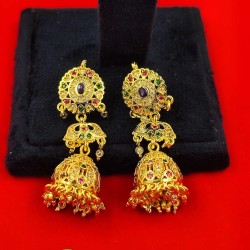 Ad Earrings big jhumka big diamond design with pital pech in multi colour er-014