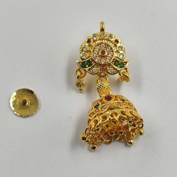 Gold Plated Ad Earrings Jhumka For Traditional Look In Pital Pech ER015