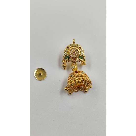 Gold Plated Ad Earrings Jhumka For Traditional Look In Pital Pech ER015