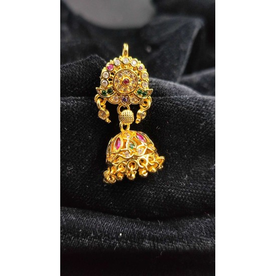 Gold Plated Ad Earrings Jhumka For Traditional Look In Pital Pech ER015
