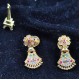Traditional Ad Mini Earrings With Floral Design Motif In Multi Colour Stones ER016