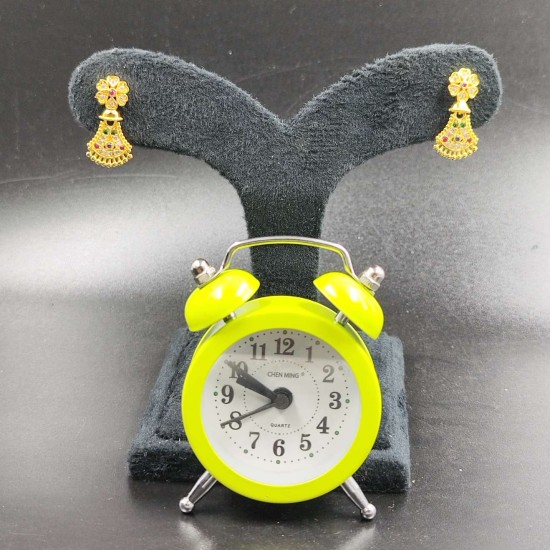 Traditional Ad Mini Earrings With Floral Design Motif In Multi Colour Stones ER016