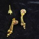 Ad Gold Plated Earrings With 3 Chain Hanging Design In Multi Colour ER021