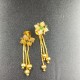 Ad Gold Plated Earrings With 3 Chains Hanging Square Design In Green Colour ER022