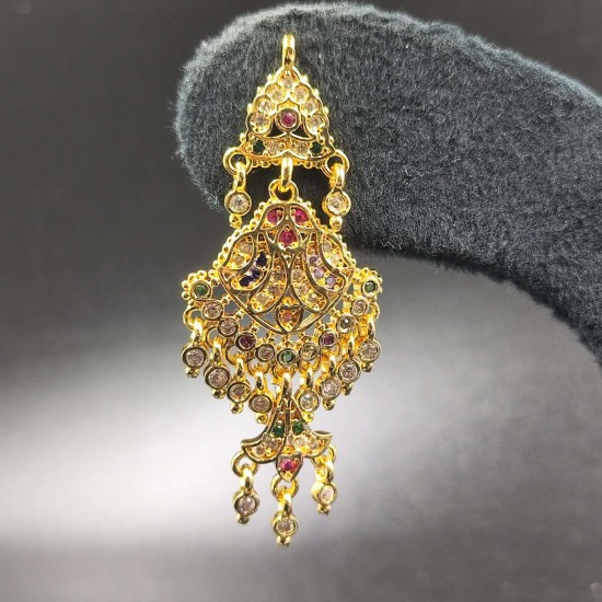 Ad Exquisite Traditional Gold Jhumka Earrings with Colorful Stones Perfect for Bridal and Party Wear ER023