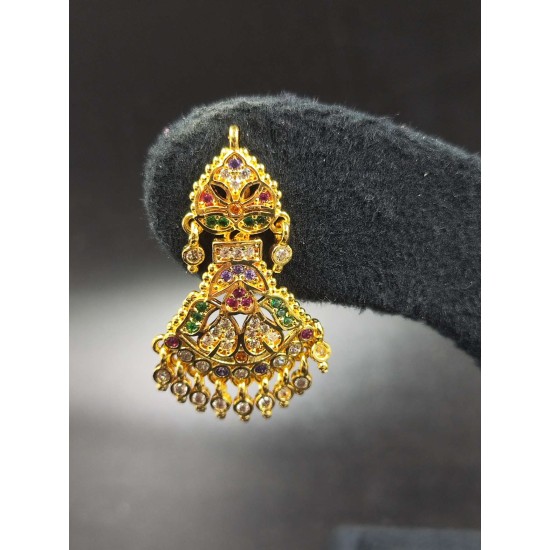 Ad Exquisite Traditional Gold Earrings with Colorful Stones Perfect for Bridal and Party Wear ER024