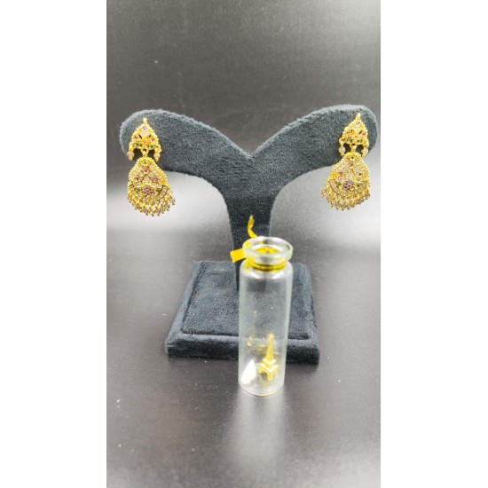 AD Earrings Heart and Kalash Design in Pital Pech Multi Colour ER026