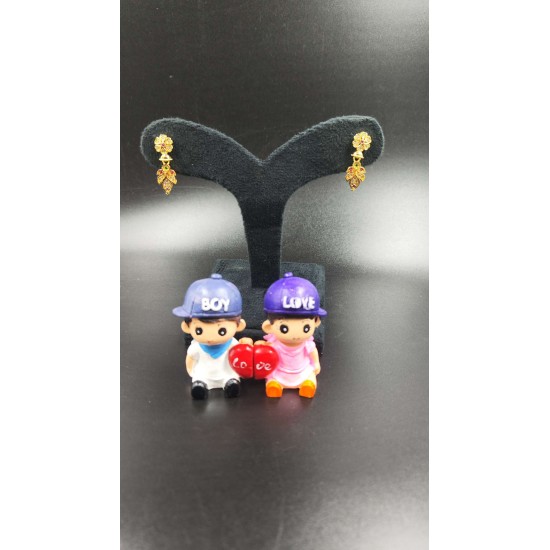 Traditional Ad Mini Earrings With Flower Design Motif In Multi Colour Stones ER029