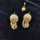 Traditional Ad Mini Earrings With Rose Design Motif with Double Chain Hanging In Multi Colour Stones ER032