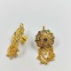 Traditional Ad Mini Earrings With Rose Design Motif with Double Chain Hanging In Multi Colour Stones ER032