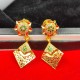 Traditional Ad Mini Earrings With Flower Design and Diamond Pandent Motif In Green Colour Stones ER031