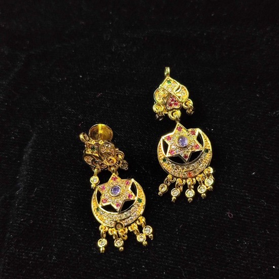 AD Earrings star design in pital pech multi colour 