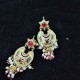 AD Earrings star design with flower pandent in pital pech red colour er-005