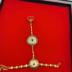 Ad Hastfool 2ps Ring Braslet  chakri design in green colour HF-001