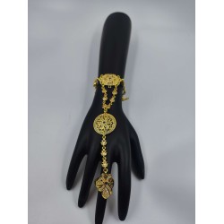 AD Hastfool 2ps Ring Braslet  AD flower design in multi colour HF-002