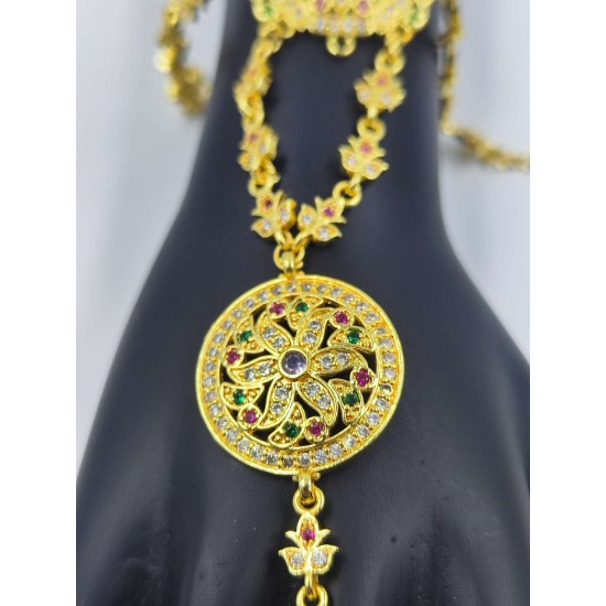 AD Hastfool 2ps Ring Braslet  AD flower design in multi colour HF-002