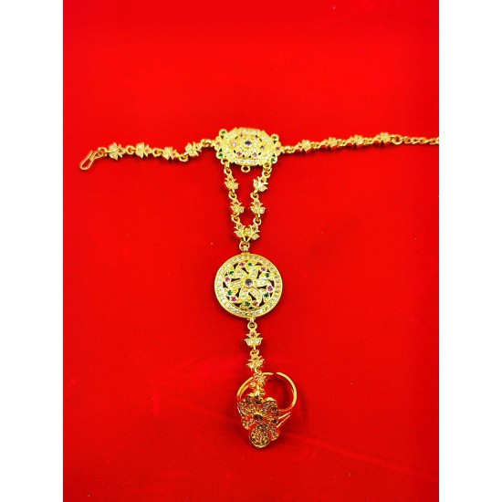 AD Hastfool 2ps Ring Braslet  AD flower design in multi colour HF-002