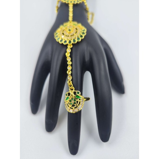 Ad Hast fool 2ps Ring Braslet  AD  peacock design in green colour HF-003