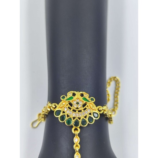 Ad Hast fool 2ps Ring Braslet  AD  peacock design in green colour HF-003