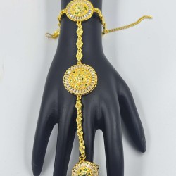 AD Hastfool 2PS Ring Braslet  AD flower circle design in green colour HF-004